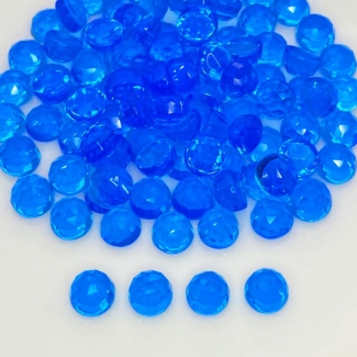  101.15 Cts. Hydro Swiss Blue Quartz 6mm Rose Cut Round Shape AAA Grade Cabochons Parcel - Total 95 Pcs.