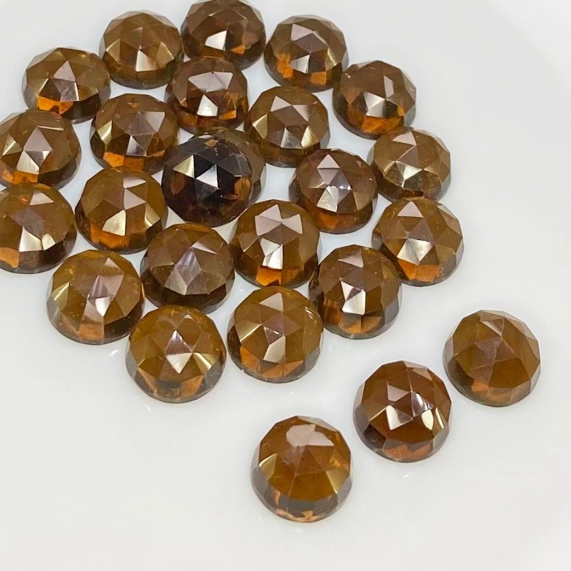 98.60 Carat Whisky Quartz 10mm Rose Cut Round Shape AAA Grade Cabochons Parcel - Total 25 Pcs.