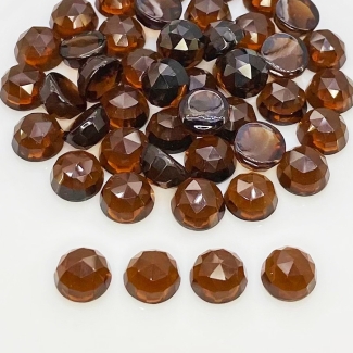 102.35 Cts. Smoky Quartz 8mm Rose Cut Round Shape AAA Grade Cabochons Parcel - Total 47 Pcs.