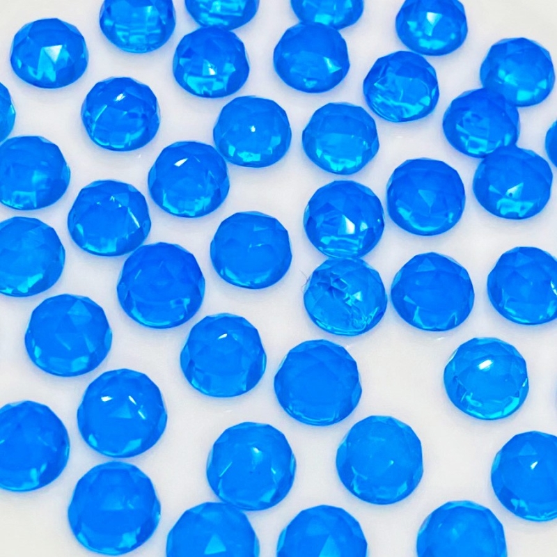  98.60 Cts. Hydro Swiss Blue Quartz 8mm Rose Cut Round Shape AAA Grade Cabochons Parcel - Total 45 Pcs.