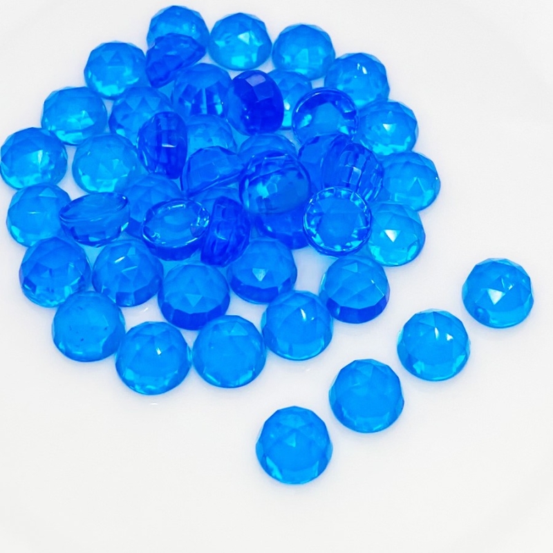  98.60 Cts. Hydro Swiss Blue Quartz 8mm Rose Cut Round Shape AAA Grade Cabochons Parcel - Total 45 Pcs.