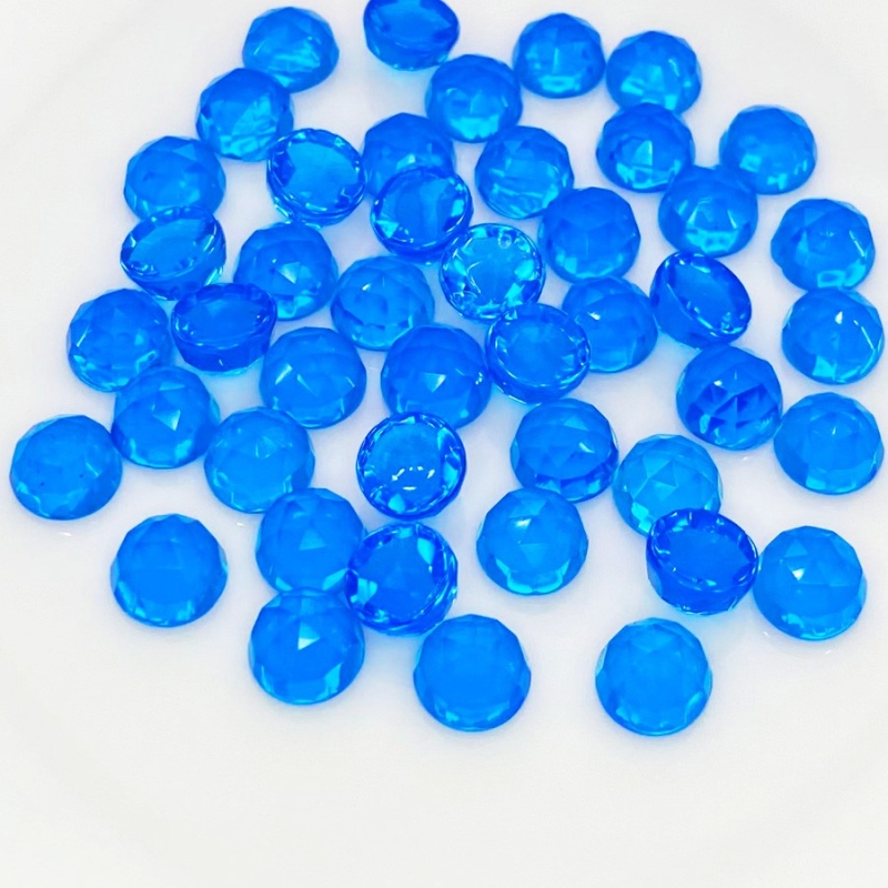 98.60 Cts. Hydro Swiss Blue Quartz 8mm Rose Cut Round Shape AAA Grade Cabochons Parcel - Total 45 Pcs.