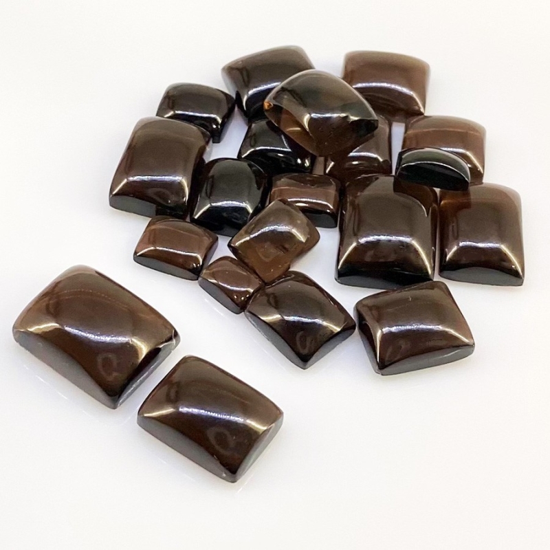 122.65 Carat Smoky Quartz 7x5-16x12mm Smooth Cushion Shape AAA Grade Cabochons Parcel - Total 20 Pcs.