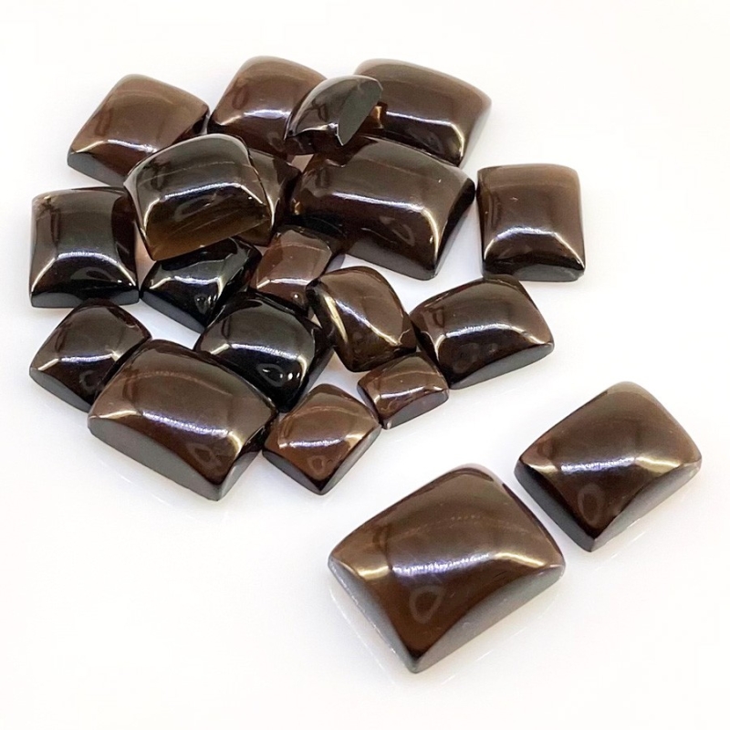 122.65 Carat Smoky Quartz 7x5-16x12mm Smooth Cushion Shape AAA Grade Cabochons Parcel - Total 20 Pcs.