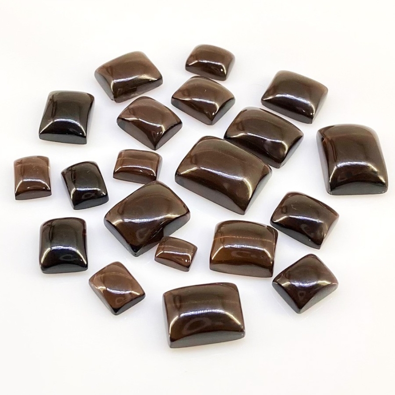 122.65 Carat Smoky Quartz 7x5-16x12mm Smooth Cushion Shape AAA Grade Cabochons Parcel - Total 20 Pcs.