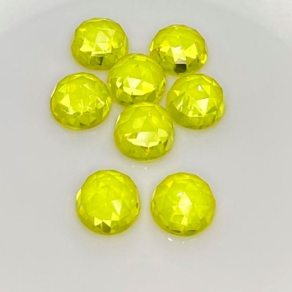  80.40 Cts. Lab Yellow Sapphire 12mm Rose Cut Round Shape AAA Grade Cabochons Parcel - Total 8 Pcs.