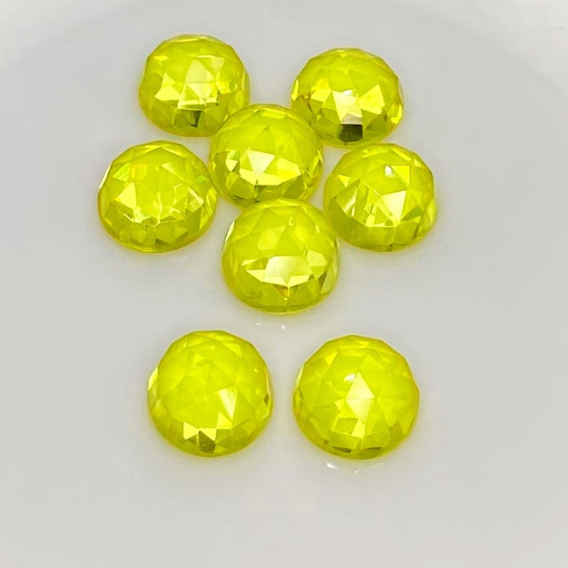  80.40 Cts. Lab Yellow Sapphire 12mm Rose Cut Round Shape AAA Grade Cabochons Parcel - Total 8 Pcs.