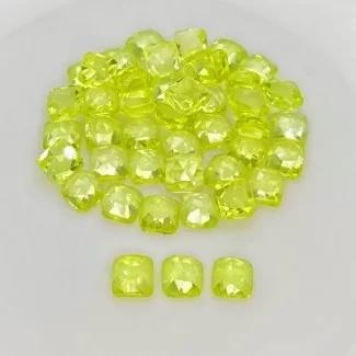 Lab Yellow Sapphire Rose Cut Square Cushion Shape AAA Grade Cabochon Parcel - 6mm - 45 Pc. - 74.60 Cts.