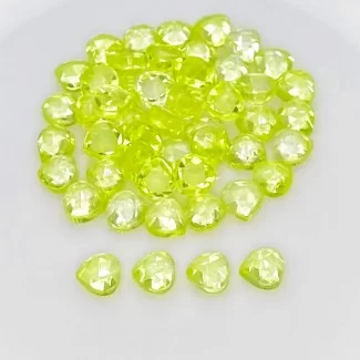  66.35 Cts. Lab Yellow Sapphire 6mm Rose Cut Heart Shape AAA Grade Cabochons Parcel - Total 50 Pcs.