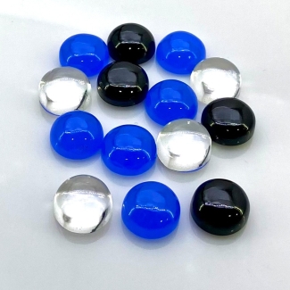  100.6 Carat Multi Stones 12mm Smooth Round Shape AAA Grade Cabochons Parcel - Total 14 Pcs.