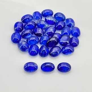57.10 Cts. Kyanite 8x6mm Smooth Oval Shape AA Grade Cabochons Parcel - Total 30 Pcs.
