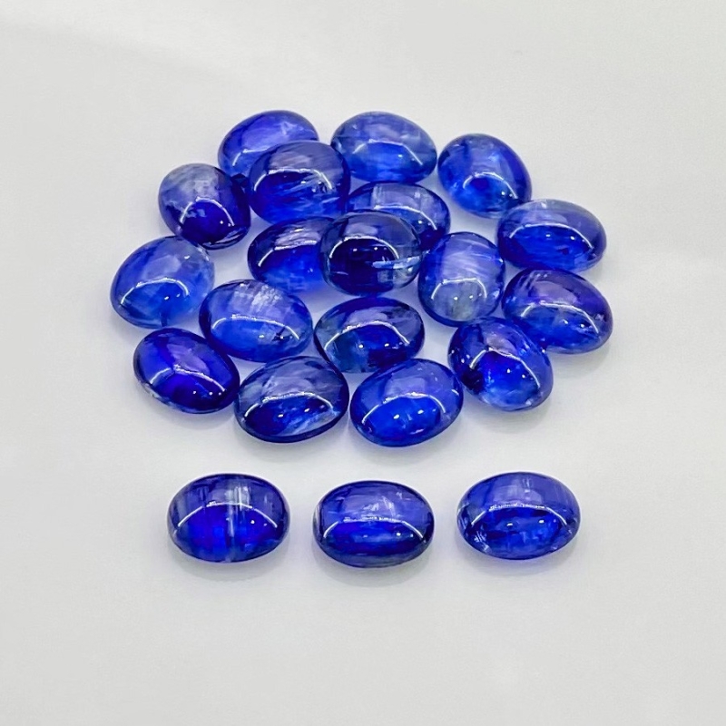 53.40 Cts. Kyanite 9x7mm Smooth Oval Shape AA Grade Cabochons Parcel - Total 21 Pcs.