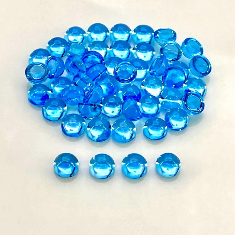 42.50 Cts. Swiss Blue Topaz 5mm Smooth Round Shape AAA Grade Cabochons Parcel - Total 50 Pcs.