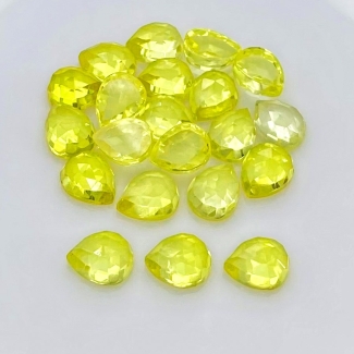  88.9 Carat Lab Yellow Sapphire 10x8mm Rose Cut Pear Shape AAA Grade Cabochons Parcel - Total 21 Pcs.