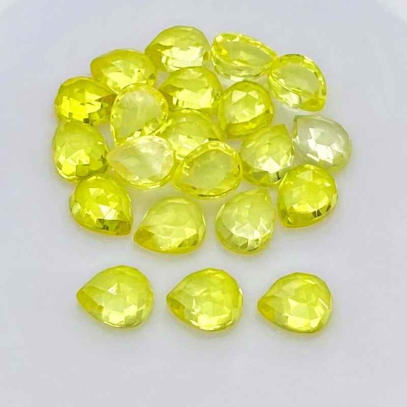  88.9 Carat Lab Yellow Sapphire 10x8mm Rose Cut Pear Shape AAA Grade Cabochons Parcel - Total 21 Pcs.