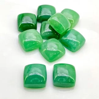 167.9 Carat Green Aventurine 15mm Smooth Square Cushion Shape A Grade Cabochons Parcel - Total 10 Pcs.
