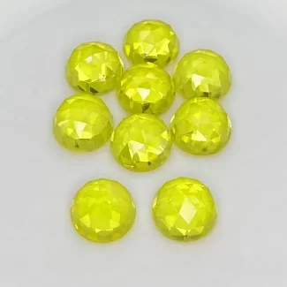  88.85 Cts. Lab Yellow Sapphire 12mm Rose Cut Round Shape AAA Grade Cabochons Parcel - Total 9 Pcs.
