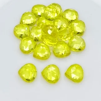  102.10 Cts. Lab Yellow Sapphire 10mm Rose Cut Heart Shape AAA Grade Cabochons Parcel - Total 20 Pcs.