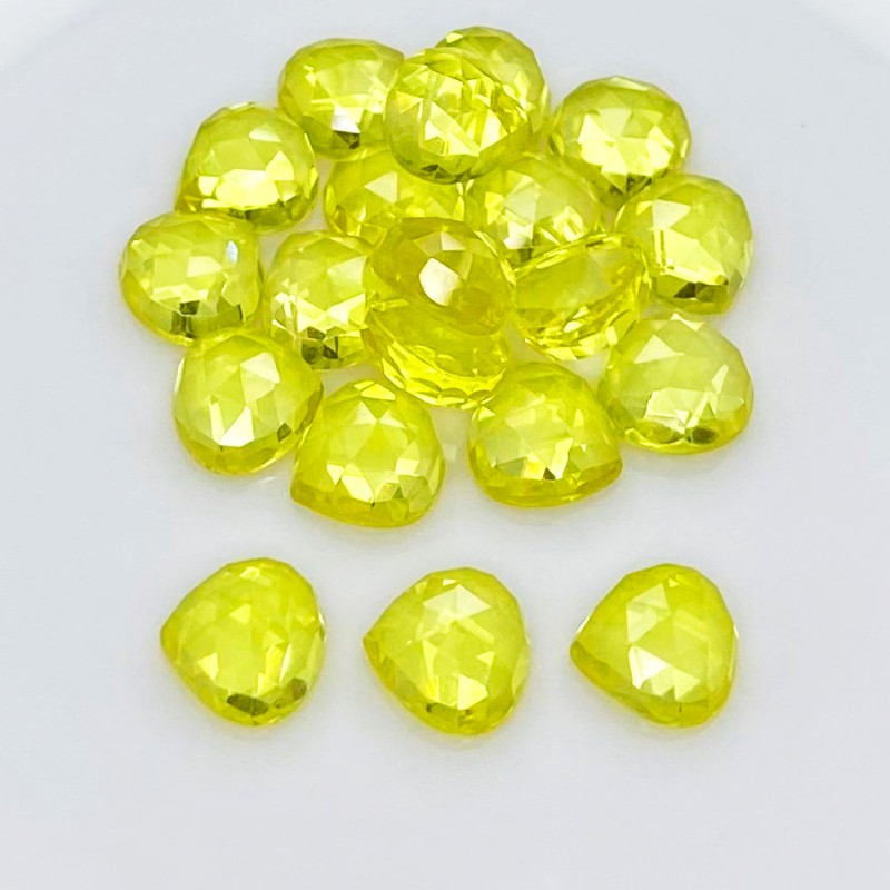 Lab Yellow Sapphire Rose Cut Heart Shape AAA Grade Cabochon Parcel - 10mm - 20 Pc. - 102.10 Cts.