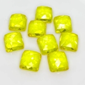  113.25 Cts. Lab Yellow Sapphire 12mm Rose Cut Square Cushion Shape AAA Grade Cabochons Parcel - Total 9 Pcs.