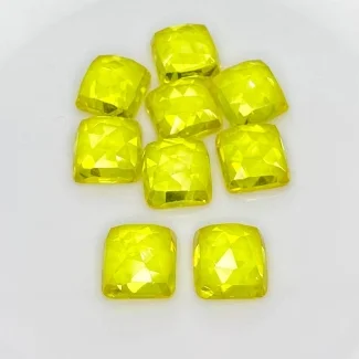  113.25 Cts. Lab Yellow Sapphire 12mm Rose Cut Square Cushion Shape AAA Grade Cabochons Parcel - Total 9 Pcs.