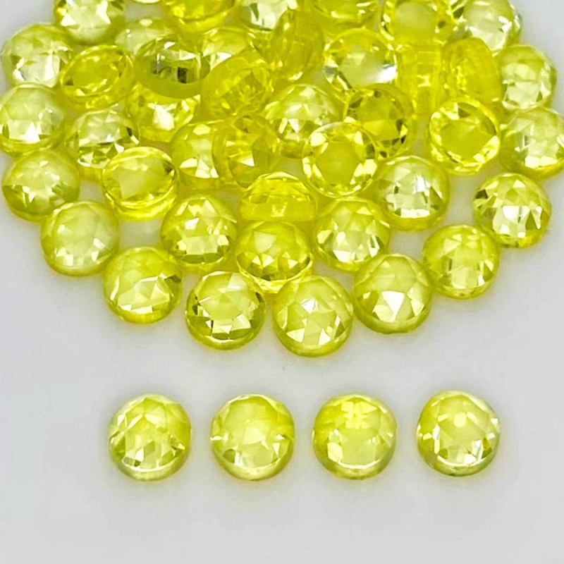  78.60 Cts. Lab Yellow Sapphire 6mm Rose Cut Round Shape AAA Grade Cabochons Parcel - Total 50 Pcs.