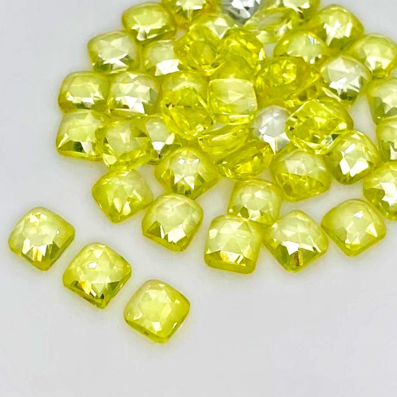  74.20 Cts. Lab Yellow Sapphire 6mm Rose Cut Square Cushion Shape AAA Grade Cabochons Parcel - Total 45 Pcs.