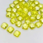  74.20 Cts. Lab Yellow Sapphire 6mm Rose Cut Square Cushion Shape AAA Grade Cabochons Parcel - Total 45 Pcs.