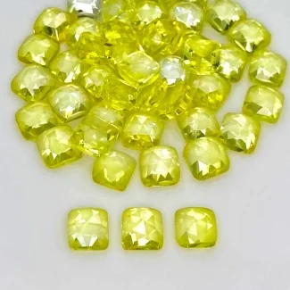  74.20 Cts. Lab Yellow Sapphire 6mm Rose Cut Square Cushion Shape AAA Grade Cabochons Parcel - Total 45 Pcs.