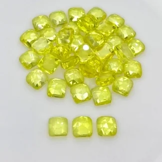  65.80 Cts. Lab Yellow Sapphire 6mm Rose Cut Square Cushion Shape AAA Grade Cabochons Parcel - Total 40 Pcs.