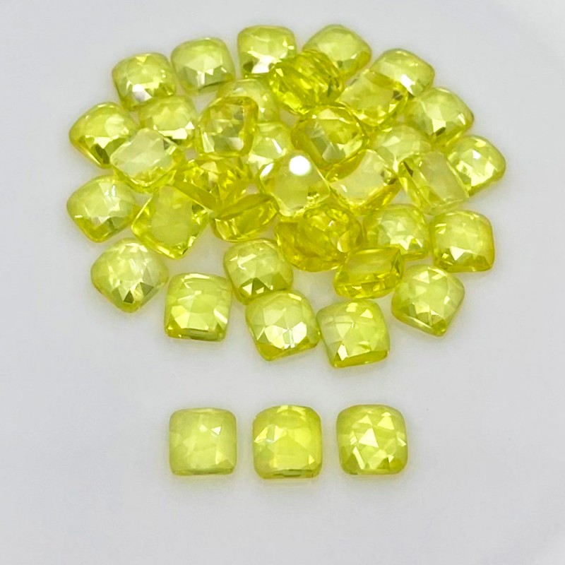 Lab Yellow Sapphire Rose Cut Square Cushion Shape AAA Grade Cabochon Parcel - 6mm - 40 Pc. - 65.80 Cts.
