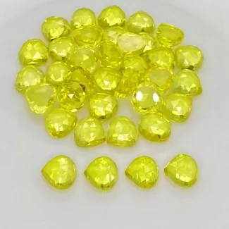 Lab Yellow Sapphire Rose Cut Heart Shape AAA Grade Cabochon Parcel - 8mm - 36 Pc. - 101.25 Cts.