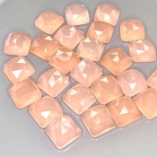 129.40 Cts. Pink Chalcedony 10mm Rose Cut Square Cushion Shape AAA Grade Cabochons Parcel - Total 25 Pcs.