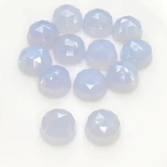 Natural Blue Chalcedony 12mm Rose Cut Round Shape AA Grade Cabochons Parcel - Total 13 Pcs. of 