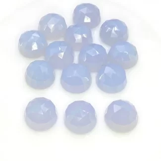 Natural Blue Chalcedony 12mm Rose Cut Round Shape AA Grade Cabochons Parcel - Total 14 Pcs. of 