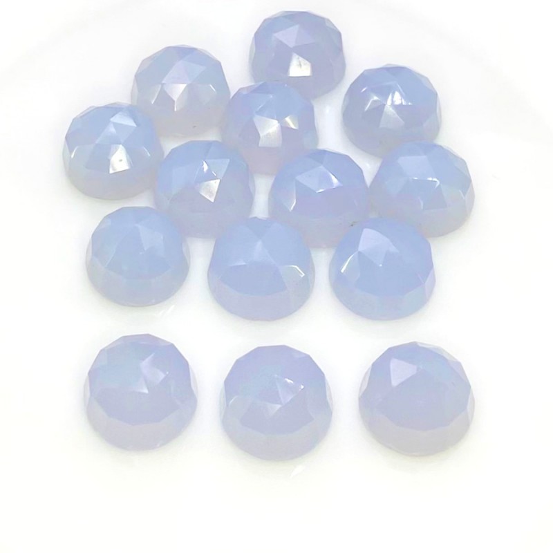 Natural Blue Chalcedony Rose Cut Round Shape AA Grade Cabochon Parcel - 12mm - 14 Pc. - 111.60 Carat