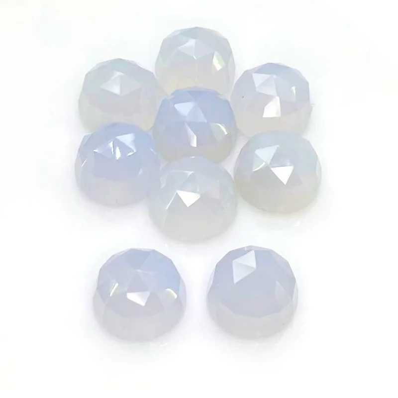 Blue Chalcedony 12mm Faceted Round Shape AA Grade Cabochons Parcel - Total 9 Pcs. of 
