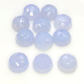 Natural Blue Chalcedony 12mm Rose Cut Round Shape AA Grade Cabochons Parcel - Total 11 Pcs. of 