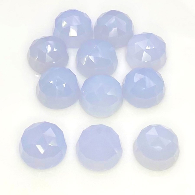 Blue Chalcedony 12mm Rose Cut Round Shape AA Grade Cabochons Parcel - Total 11 Pcs. of 