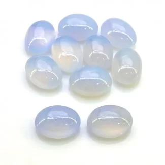 Natural Blue Chalcedony 13.5x10mm Smooth Oval Shape AA+ Grade Cabochons Parcel - Total 10 Pcs. of 