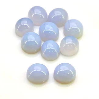 Natural Blue Chalcedony 11.5x10.5-12.5x11.5mm Smooth Oval Shape AA+ Grade Cabochons Parcel - Total 10 Pcs. of 