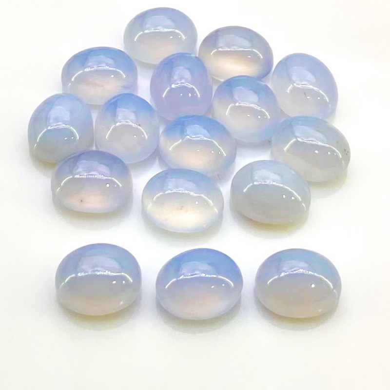 Natural Blue Chalcedony Smooth Oval Shape AA+ Grade Cabochon Parcel - 11x9mm - 16 Pc. - 67.85 Cts.