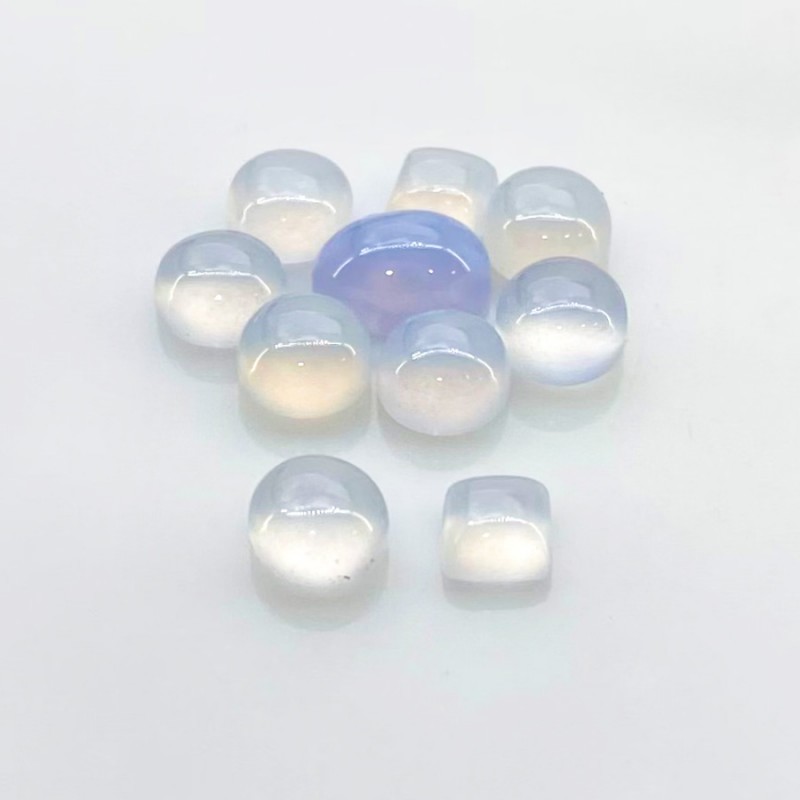 Natural Blue Chalcedony Smooth Mix Shape AAA Grade Cabochon Parcel - 0.40-1.05Cts. - 10 Pc. - 6.85 Cts.