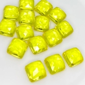  127.35 Cts. Lab Yellow Sapphire 10mm Rose Cut Square Cushion Shape AAA Grade Cabochons Parcel - Total 15 Pcs.