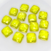  127.35 Cts. Lab Yellow Sapphire 10mm Rose Cut Square Cushion Shape AAA Grade Cabochons Parcel - Total 15 Pcs.