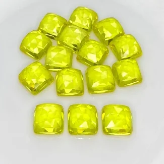  127.35 Cts. Lab Yellow Sapphire 10mm Rose Cut Square Cushion Shape AAA Grade Cabochons Parcel - Total 15 Pcs.