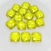  127.35 Cts. Lab Yellow Sapphire 10mm Rose Cut Square Cushion Shape AAA Grade Cabochons Parcel - Total 15 Pcs.