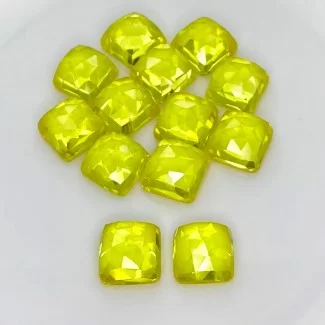 Lab Yellow Sapphire Rose Cut Square Cushion Shape AAA Grade Cabochon Parcel - 10mm - 13 Pc. - 110.35 Cts.