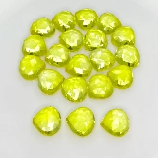  102.30 Cts. Lab Yellow Sapphire 10mm Rose Cut Heart Shape AAA Grade Cabochons Parcel - Total 20 Pcs.