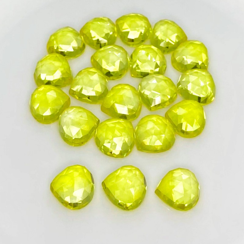 Lab Yellow Sapphire Rose Cut Heart Shape AAA Grade Cabochon Parcel - 10mm - 20 Pc. - 102.30 Cts.